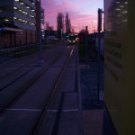 Tram arriving Wythenshawe Town Centre
