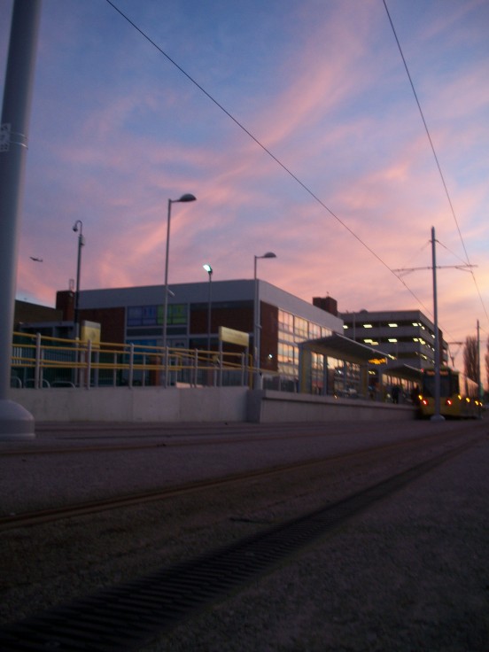 Tram towards Airport Wythenshawe Town Centre